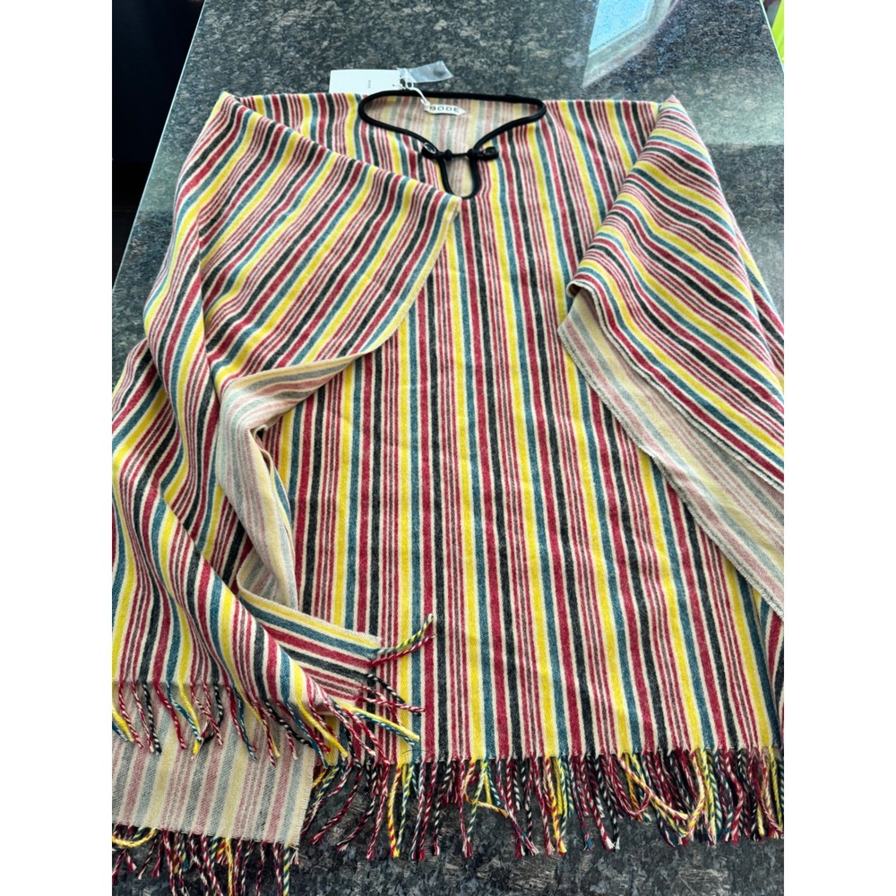 Bode Lawrence Poncho Multi Stripe 100% Merino Wool MRF25AC026 OS New